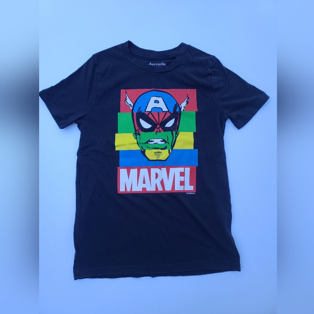 Abercrombie Kids Youth Marvel Graphic Short Sleeve Black Tee Shirt 13/14